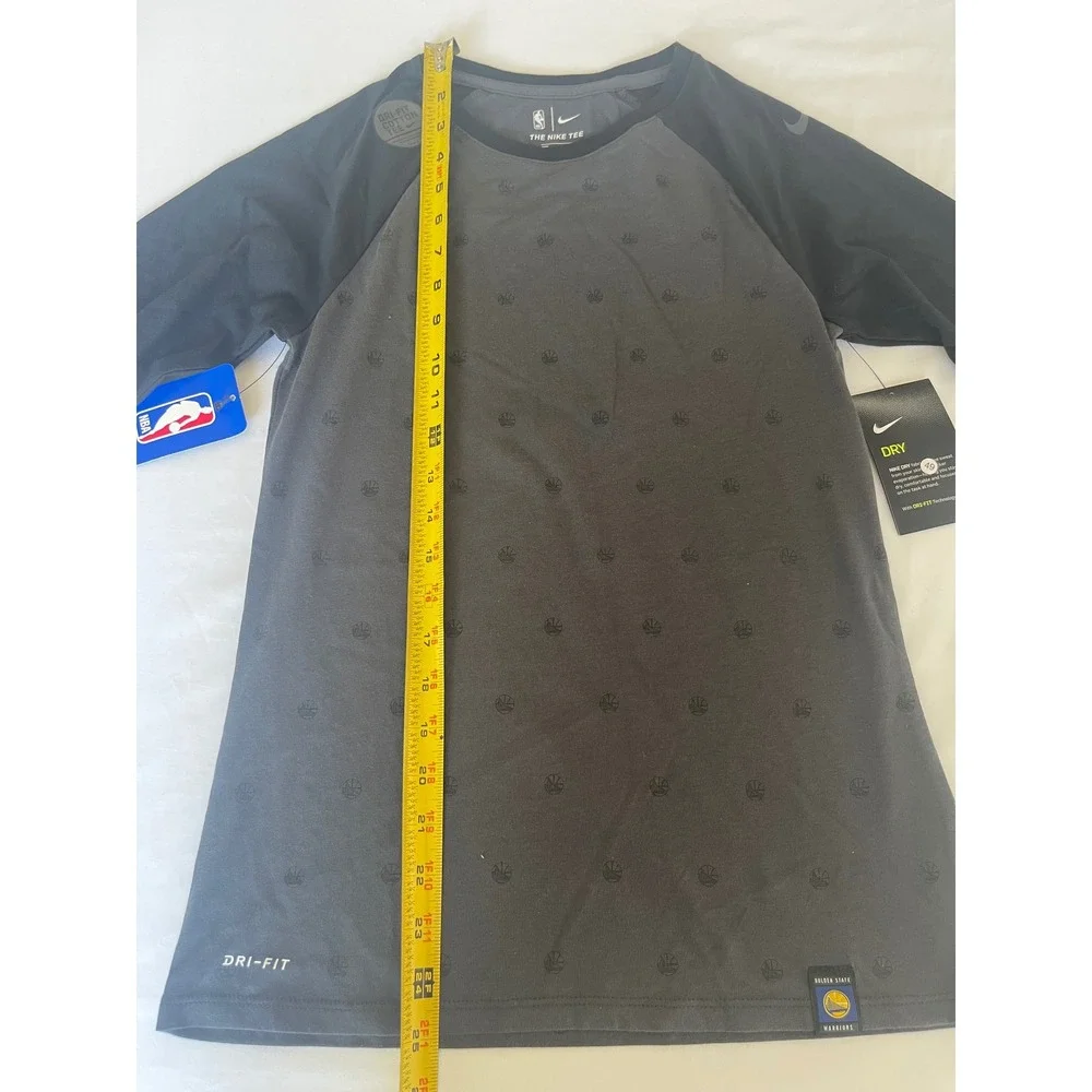 Nike NBA Golden State Warriors Dri-FIT 3/4 Sleeve Shirt Grey Black XS‎ NEW